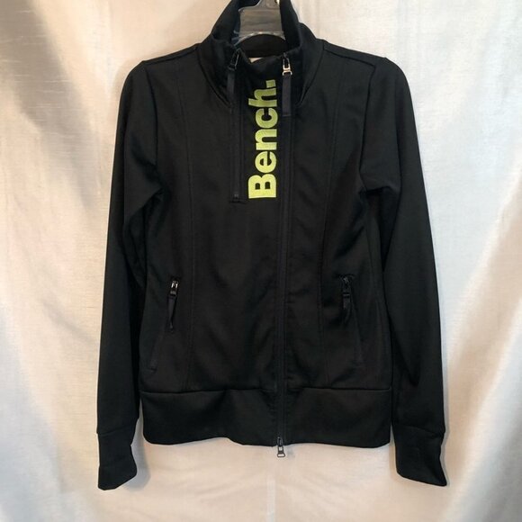 Bench Ladies Lg Polyester Jacket Black with Lime Green  Fleece Lined and Logo - Picture 16 of 16